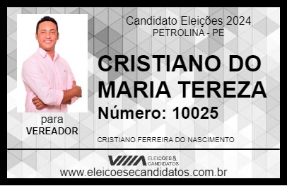 Candidato CRISTIANO DO MARIA TEREZA 2024 - PETROLINA - Eleições