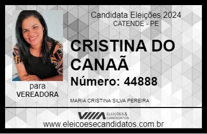 Candidato CRISTINA DO CANAÃ 2024 - CATENDE - Eleições