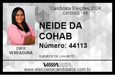 Candidato NEIDE DA COHAB 2024 - CATENDE - Eleições