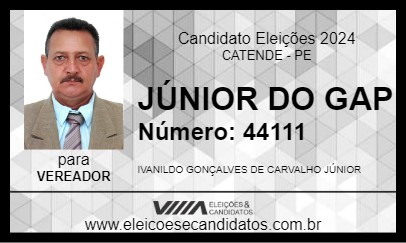 Candidato JÚNIOR DO GAP 2024 - CATENDE - Eleições