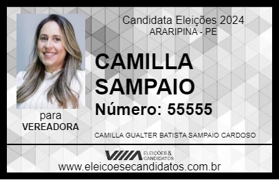 Candidato CAMILLA SAMPAIO 2024 - ARARIPINA - Eleições