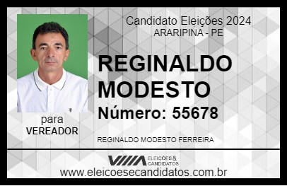 Candidato REGINALDO MODESTO 2024 - ARARIPINA - Eleições