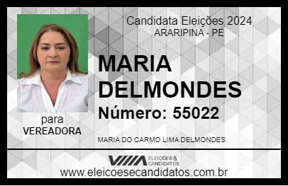 Candidato MARIA DELMONDES 2024 - ARARIPINA - Eleições