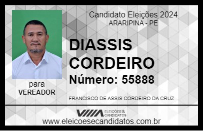 Candidato DIASSIS CORDEIRO 2024 - ARARIPINA - Eleições