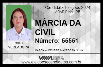 Candidato MÁRCIA DA CIVIL 2024 - ARARIPINA - Eleições