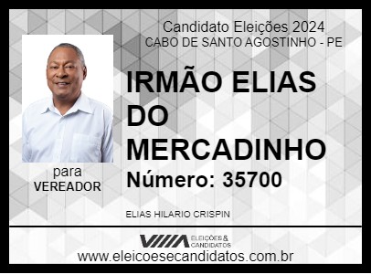 Candidato IRMÃO ELIAS DO MERCADINHO 2024 - CABO DE SANTO AGOSTINHO - Eleições