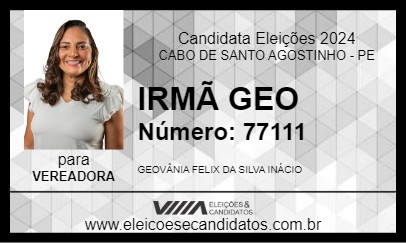 Candidato IRMÃ GEO 2024 - CABO DE SANTO AGOSTINHO - Eleições