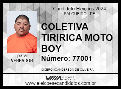 Candidato TIRIRICA MOTO BOY COLETIVA 2024 - SALGUEIRO - Eleições