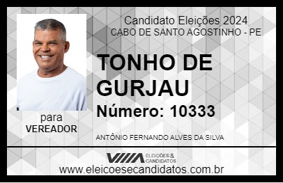 Candidato TONHO DE GURJAU 2024 - CABO DE SANTO AGOSTINHO - Eleições