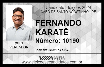 Candidato FERNANDO KARATÊ 2024 - CABO DE SANTO AGOSTINHO - Eleições