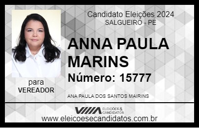 Candidato ANNA PAULA MARINS 2024 - SALGUEIRO - Eleições