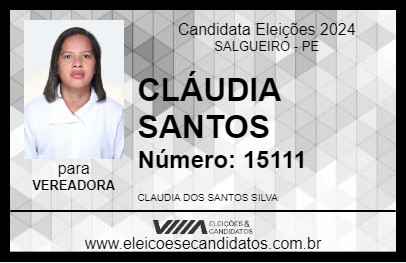 Candidato CLÁUDIA SANTOS 2024 - SALGUEIRO - Eleições