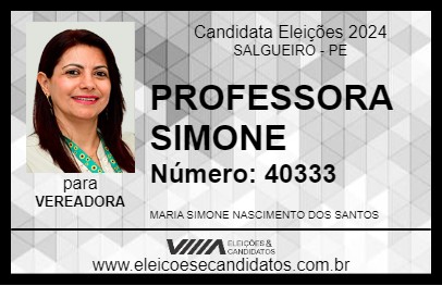 Candidato PROFESSORA SIMONE 2024 - SALGUEIRO - Eleições