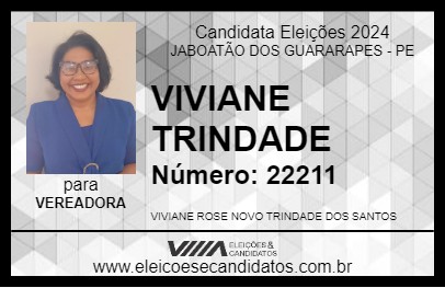 Candidato VIVIANE TRINDADE 2024 - JABOATÃO DOS GUARARAPES - Eleições