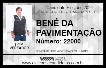 Candidato BENÉ DA PAVIMENTAÇÃO 2024 - JABOATÃO DOS GUARARAPES - Eleições