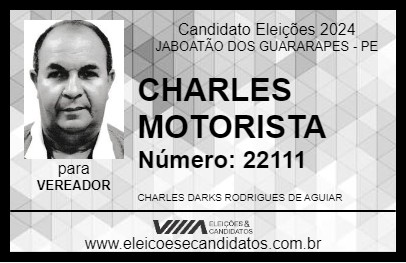 Candidato CHARLES MOTORISTA 2024 - JABOATÃO DOS GUARARAPES - Eleições