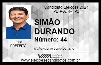 Candidato SIMÃO DURANDO 2024 - PETROLINA - Eleições