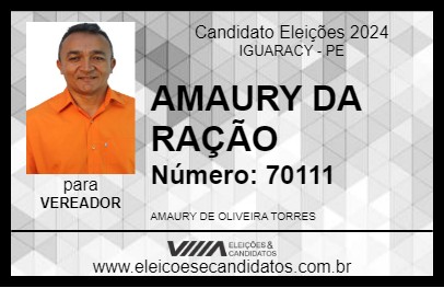 Candidato AMAURY DA RAÇÃO 2024 - IGUARACY - Eleições