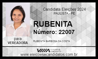 Candidato RUBENITA 2024 - PAULISTA - Eleições