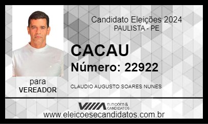 Candidato CACAU 2024 - PAULISTA - Eleições