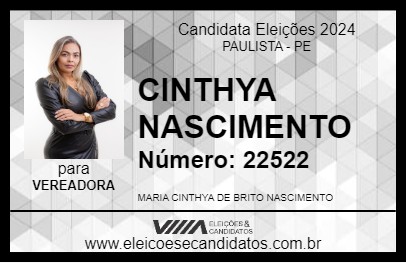 Candidato CINTHYA NASCIMENTO 2024 - PAULISTA - Eleições