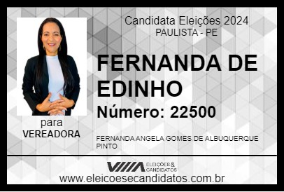 Candidato FERNANDA DE EDINHO 2024 - PAULISTA - Eleições