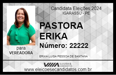 Candidato PASTORA ERIKA 2024 - IGARASSU - Eleições