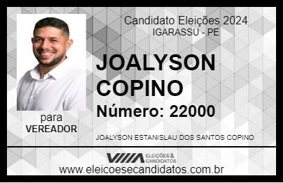 Candidato JOALYSON COPINO 2024 - IGARASSU - Eleições