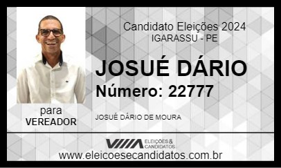 Candidato JOSUÉ DÁRIO 2024 - IGARASSU - Eleições