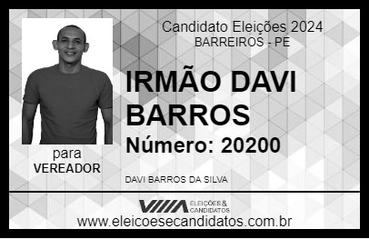 Candidato IRMÃO DAVI BARROS 2024 - BARREIROS - Eleições