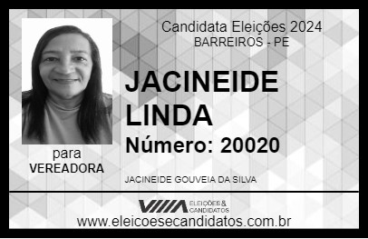 Candidato JACINEIDE LINDA 2024 - BARREIROS - Eleições