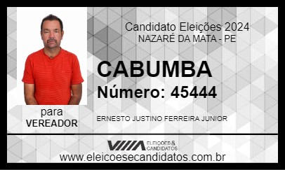 Candidato CABUMBA 2024 - NAZARÉ DA MATA - Eleições