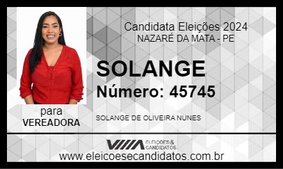 Candidato SOLANGE 2024 - NAZARÉ DA MATA - Eleições