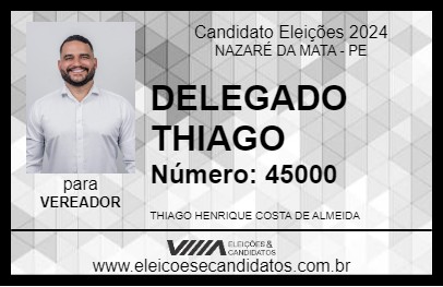 Candidato DELEGADO THIAGO 2024 - NAZARÉ DA MATA - Eleições