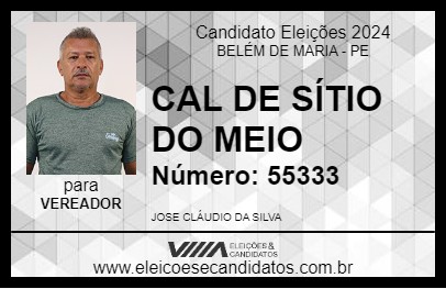 Candidato CAL DE SÍTIO DO MEIO 2024 - BELÉM DE MARIA - Eleições