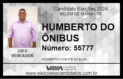 Candidato HUMBERTO DO ÔNIBUS 2024 - BELÉM DE MARIA - Eleições