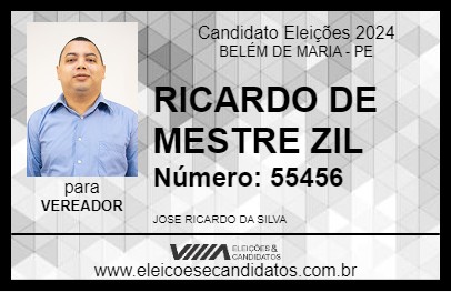 Candidato RICARDO DE MESTRE ZIL 2024 - BELÉM DE MARIA - Eleições