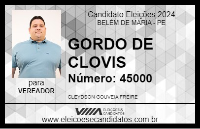 Candidato GORDO DE CLOVIS 2024 - BELÉM DE MARIA - Eleições