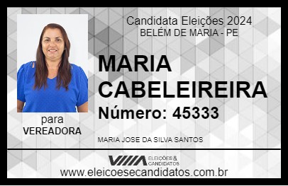 Candidato MARIA CABELEIREIRA 2024 - BELÉM DE MARIA - Eleições