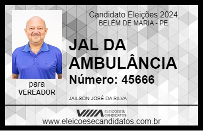 Candidato JAL DA AMBULÂNCIA 2024 - BELÉM DE MARIA - Eleições