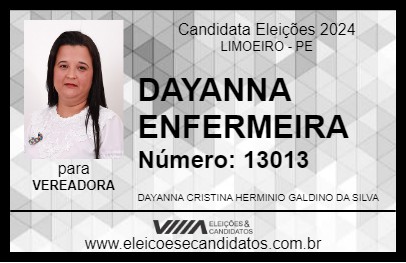 Candidato DAYANNA ENFERMEIRA 2024 - LIMOEIRO - Eleições