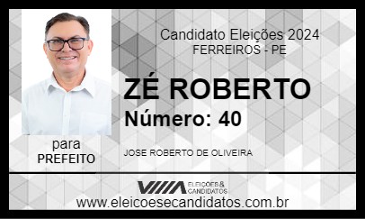 Candidato ZÉ ROBERTO 2024 - FERREIROS - Eleições