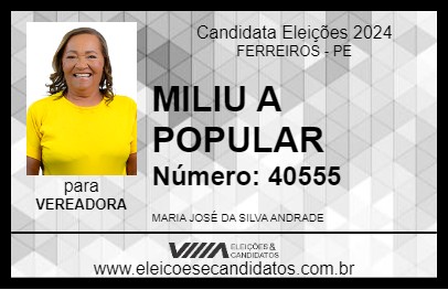 Candidato MILIU A POPULAR 2024 - FERREIROS - Eleições