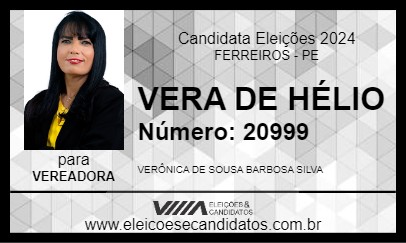 Candidato VERA DE HÉLIO 2024 - FERREIROS - Eleições