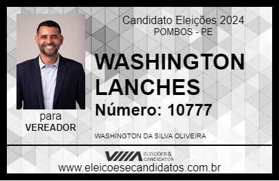 Candidato WASHINGTON LANCHES 2024 - POMBOS - Eleições