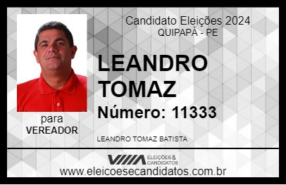 Candidato LEANDRO TOMAZ 2024 - QUIPAPÁ - Eleições