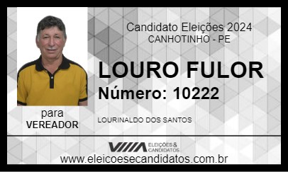 Candidato LOURO FULOR 2024 - CANHOTINHO - Eleições