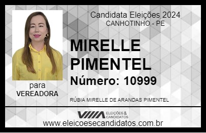 Candidato MIRELLE PIMENTEL 2024 - CANHOTINHO - Eleições