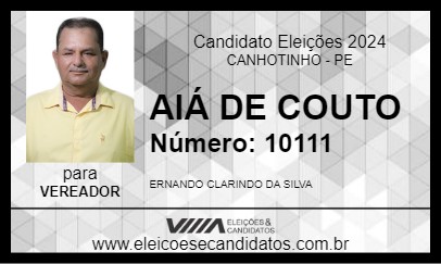 Candidato AIÁ DE COUTO 2024 - CANHOTINHO - Eleições