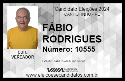 Candidato FÁBIO RODRIGUES 2024 - CANHOTINHO - Eleições